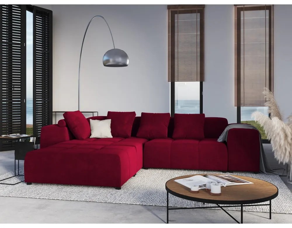 Czerwony aksamitny narożnik (róg zmienny) Rome Velvet – Cosmopolitan Design