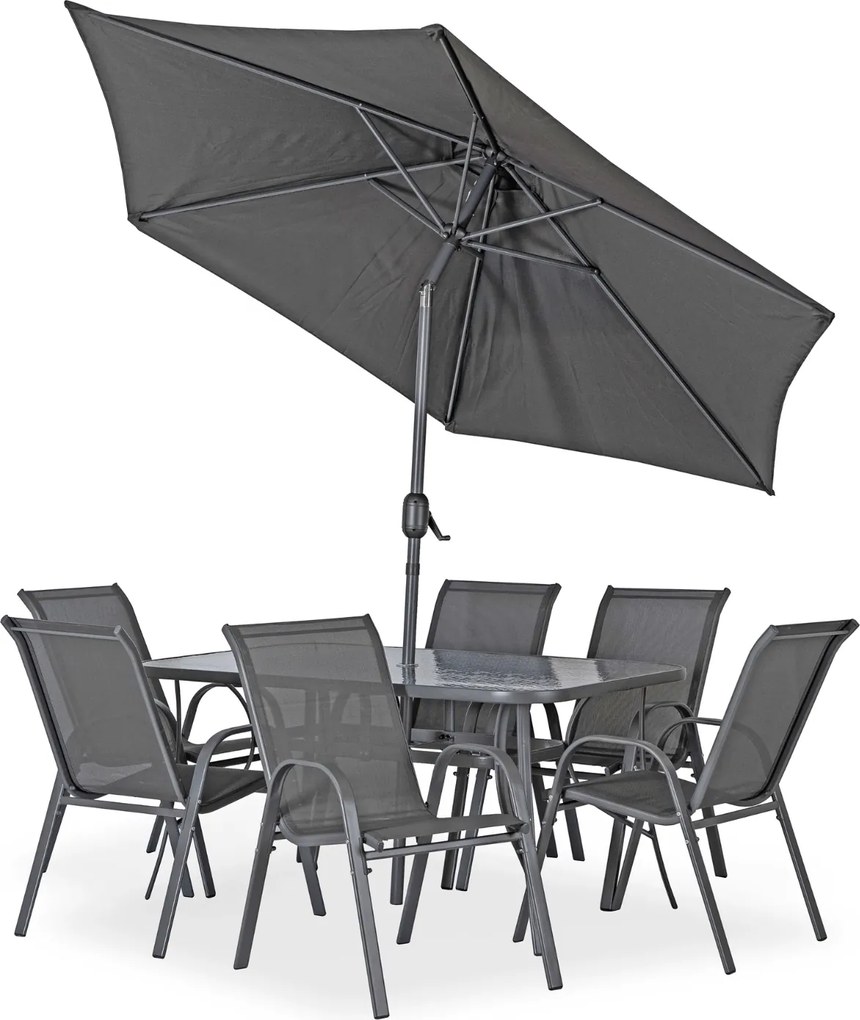 Zestaw mebli ogrodowych ze stołem 6 osób Nebraska, szary