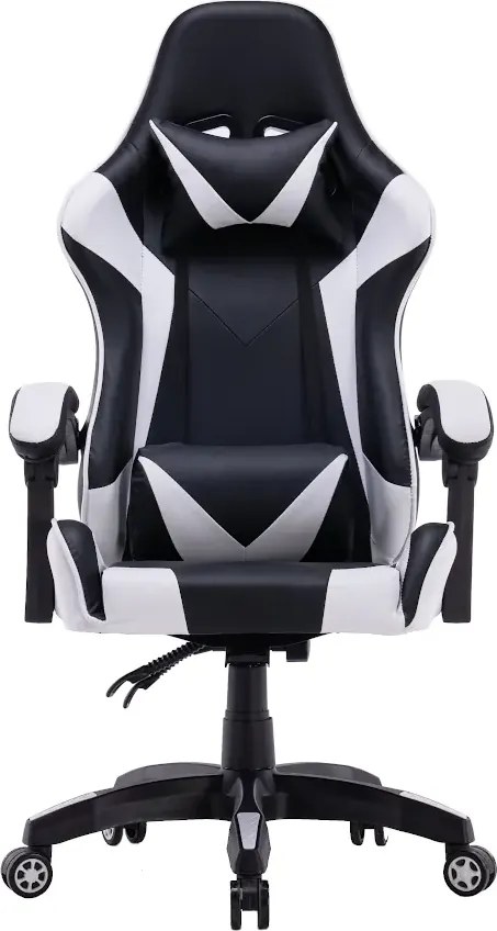 Biały fotel obrotowy do gier K6-E16