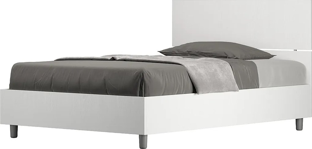 Łóżko wyposażone w stelaż z listwami 120x190 Prosty zagłówek frassino biała Demas