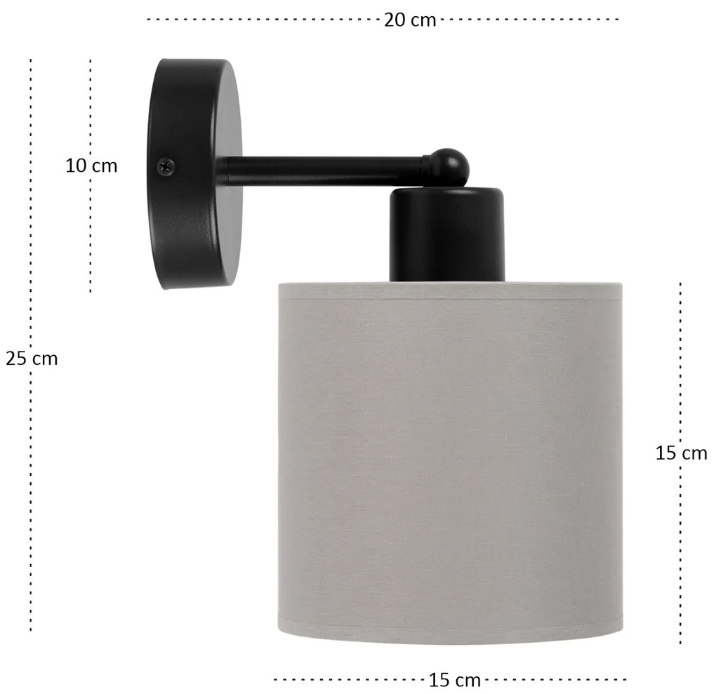 Czarny kinkiet LED z szarym abażurem WD-C-1010SC-GR jednopunktowy indu