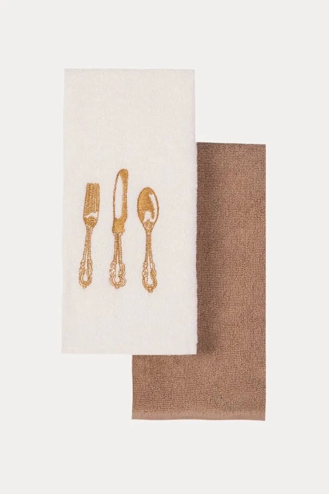 Ręczniki kuchenne HOME, 2 szt Kremowy / Mustard Zestaw (2szt., 40x60 cm)