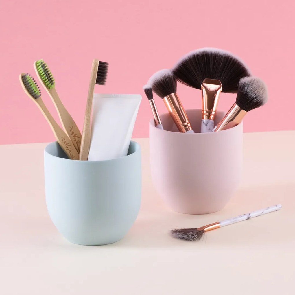Ceramiczny organizer łazienkowy SHIRE pudrowy róż
