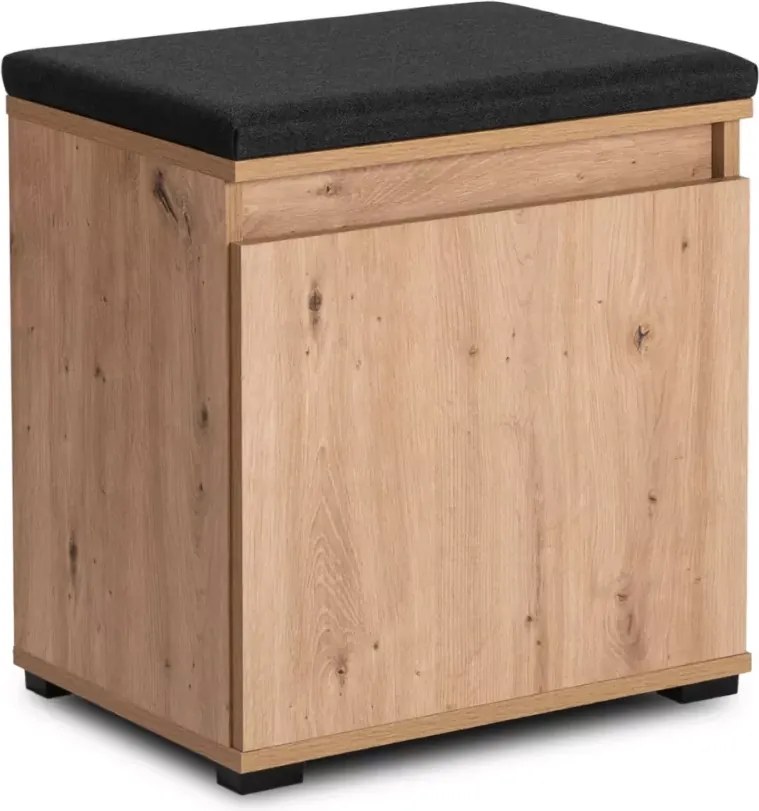 Szafka na buty z siedziskiem Folk – elegancki dąb artisan/grafit, praktyczna i stabilna