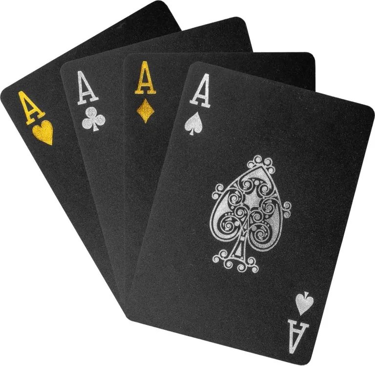 Karty pokerowe plastikowe - czarne / złote