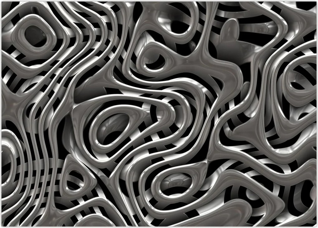 Obraz na szkle - Metaliczna abstrakcja (70x50 cm)