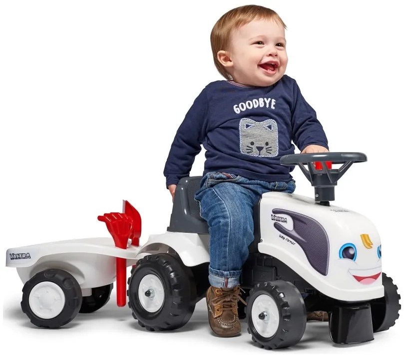 Falk traktorek baby valtra biały z przyczepką + akc. od 1 roku