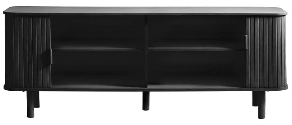 Czarna szafka pod TV w dekorze dębu 160x56 cm Cavo – Unique Furniture