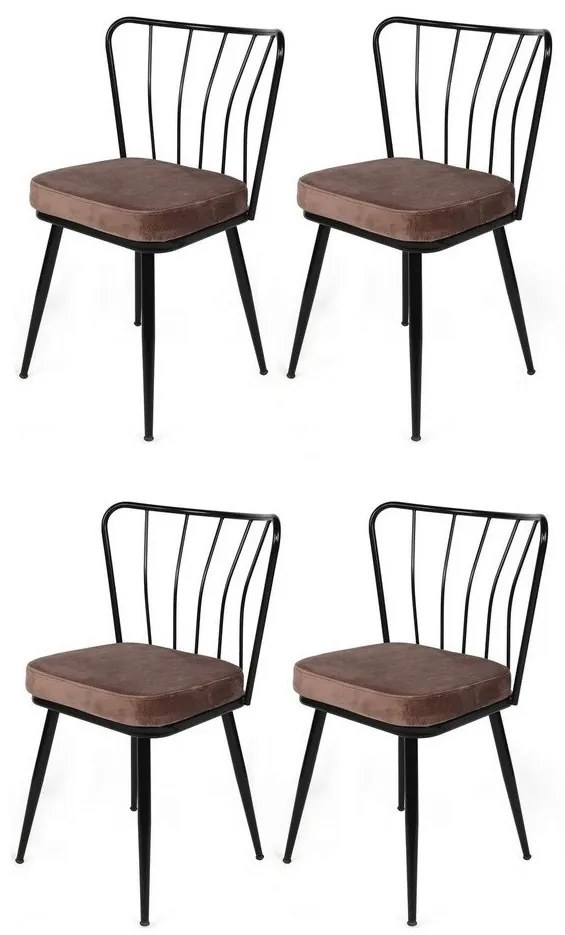 Zestaw krzeseł do jadalni Yildiz Light Brown and Black, 4 szt., 4 szt.
