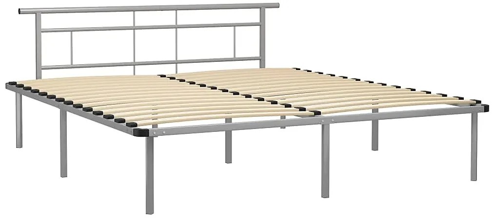 Szare metalowe łóżko małżeńskie 200x200 cm - Nikel