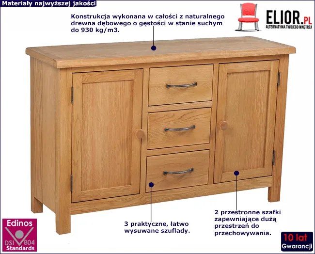 Dębowa komoda do salonu i przedpokoju - Funis