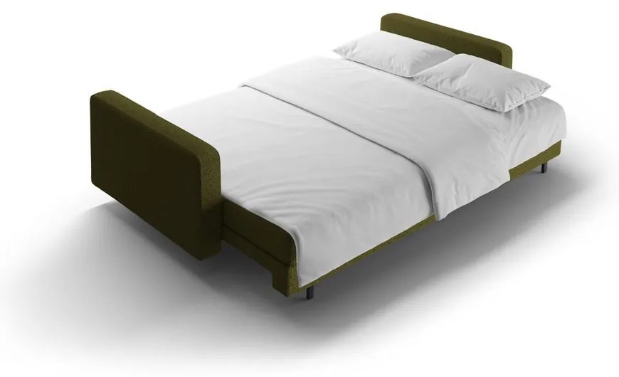 Zielona rozkładana sofa ze schowkiem z materiału bouclé 222 cm Bali – Cosmopolitan Design