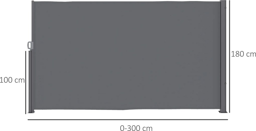 Outsunny Rozsuwana Markiza Boczna na Balkon i Taras 300x180cm Ciemnoszara