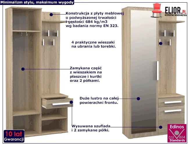Garderoba Z Lustrem Dąb Sonoma R1-W96