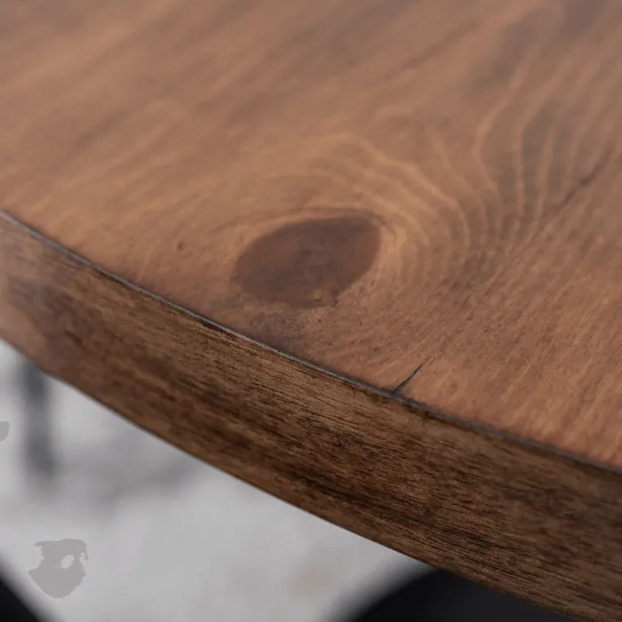 Stół Okrągły LINO 100 cm Dąb Rustykalny/Czarny Nowoczesny Loft