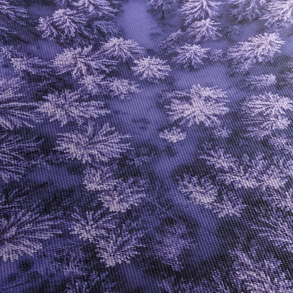 Obraz ośnieżonych drzew (z zegarem) (90x30 cm)