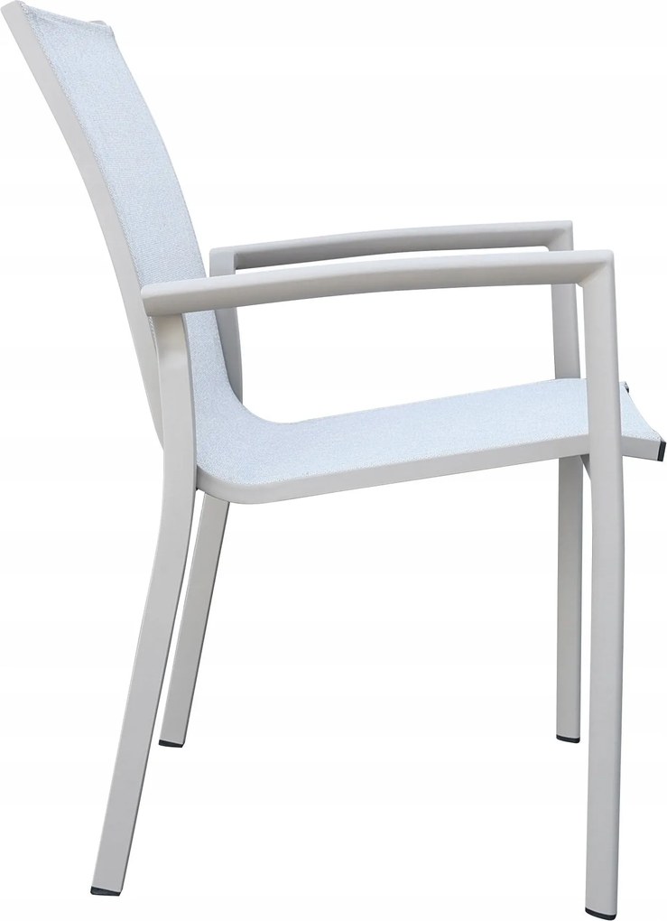 Krzesło ogrodowe aluminiowe beżowe 56x65x88 cm komfortowe wytrzymałe