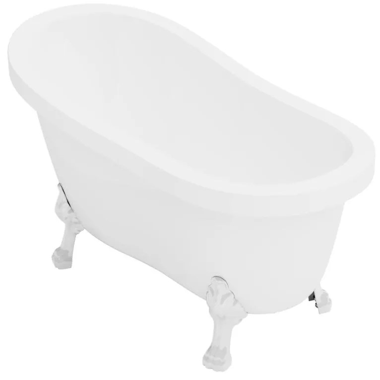Wanna wolnostojąca retro z białymi nogami w kształcie lwich łap – 171 l – 145 x 74 x 77 cm – Biała – NISOS