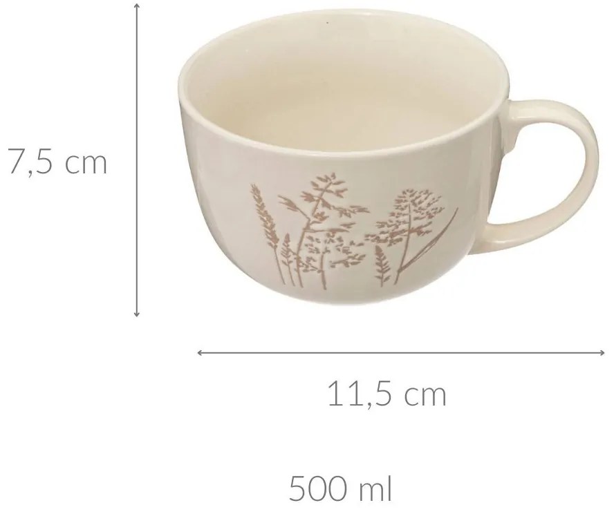 Duży kubek do herbaty ELSA, wzór polnych kwiatów, 500 ml