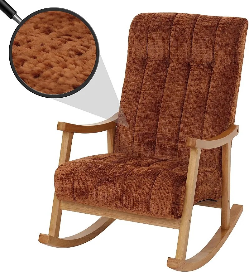 Fotel bujany MCW-K10,  terakota, rama naturalna