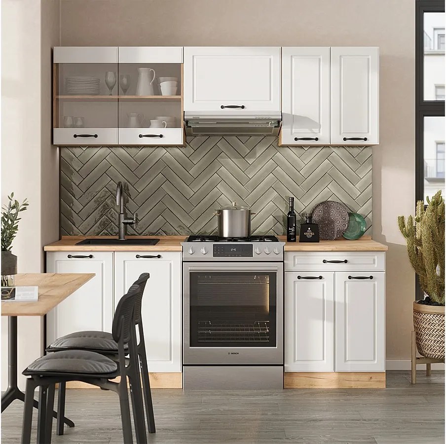 Aneks kuchenny biały dworek/złoty dąb 200x60x81.6 r-line