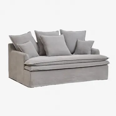 Sofa Lounge Grace Z Lnu I Bawełny Tkaniny Dark Grey - Sklum