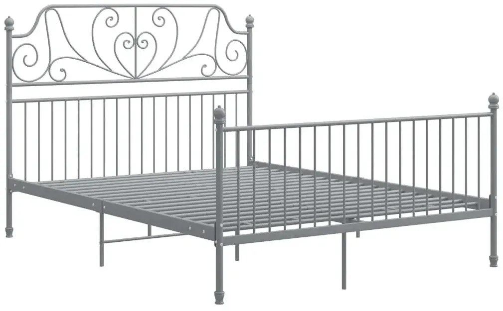 Szare metalowe łóżko w stylu loftowym 140x200 cm - Hadson