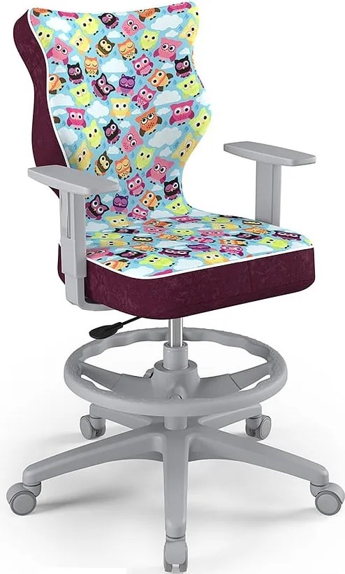 Obrotowe krzesło dla młodzieży Duo Grey rozmiar 6 (159-188 cm) wzory i podnóżek