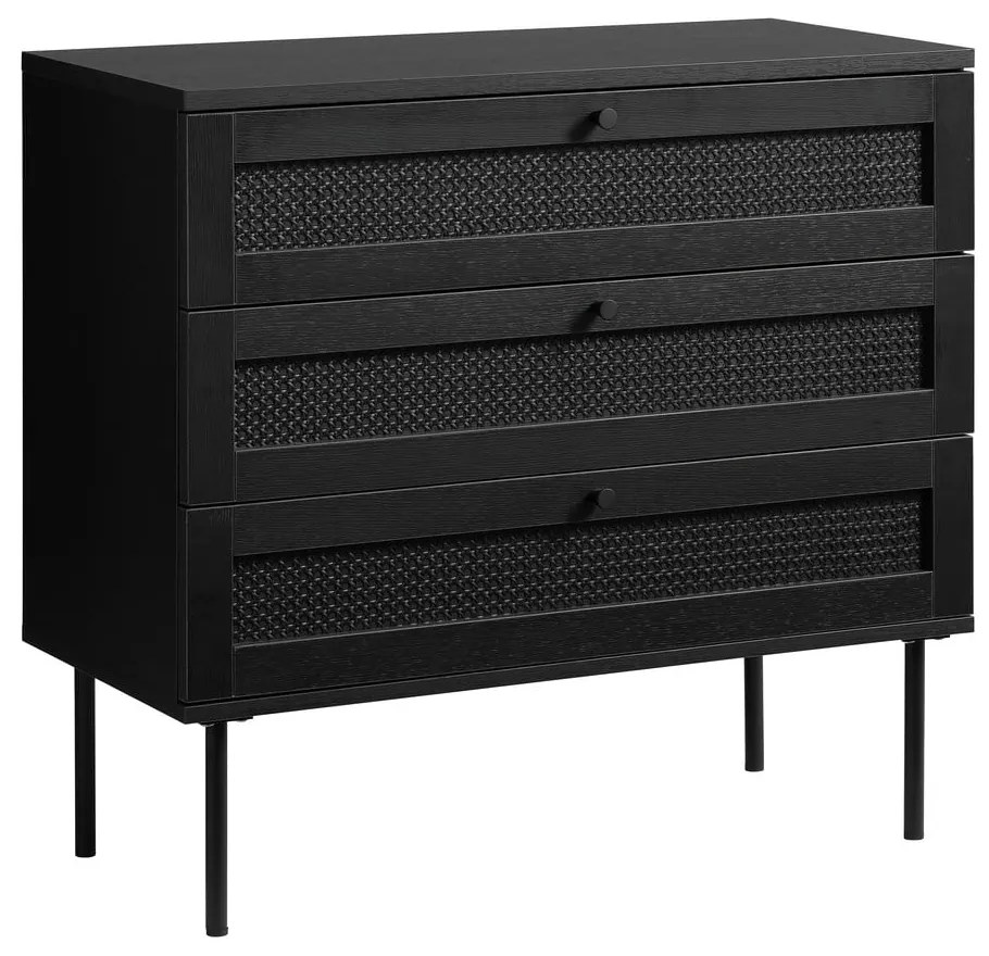 Czarna niska komoda w dekorze dębu 80x75 cm Pensacola – Unique Furniture