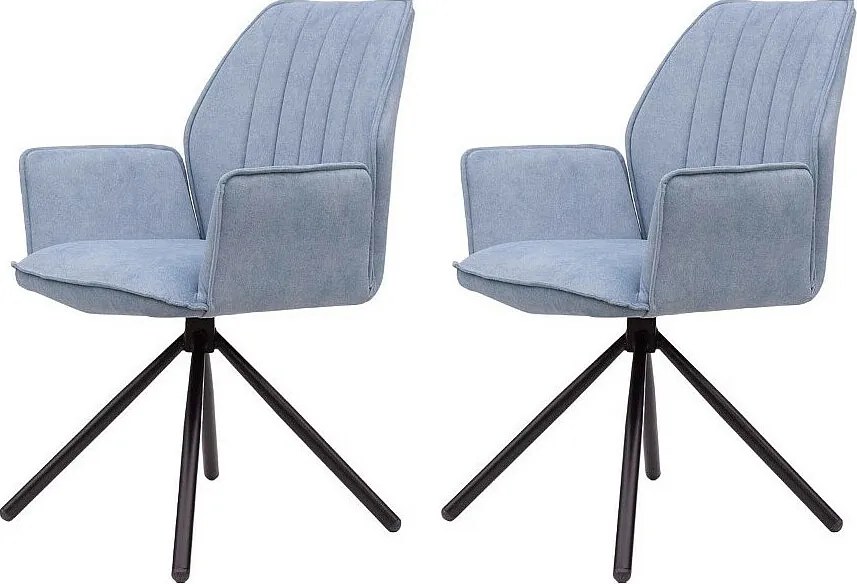 Zestaw krzeseł 2 szt. - tkanina i czarny metal - jasnoszary - JANSON