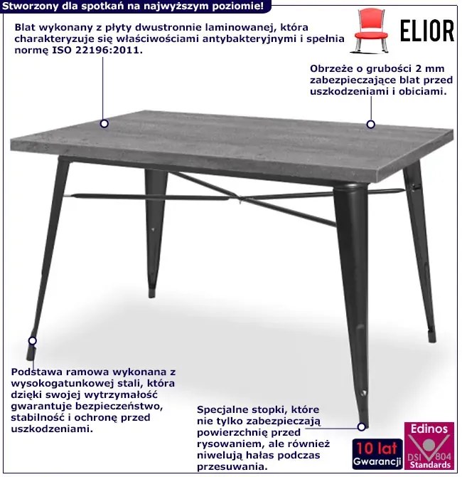 Industrialny stół kawiarniany beton - Amateo 4X