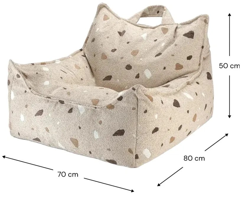 Jasnobrązowy dziecięcy worek do siedzenia z materiału bouclé/z tkaniny szenilowej Terrazzo Chair – Wigiwama