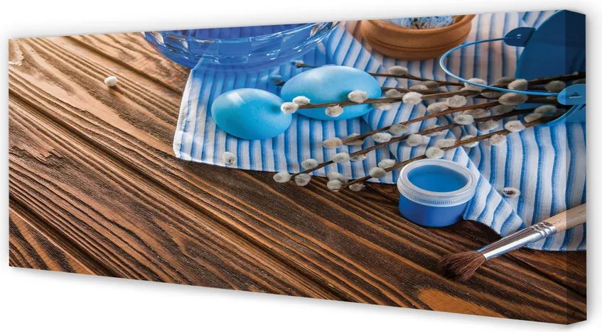 Zdjęcie na płótnie Jajka, Farba i Bazie na Deskach