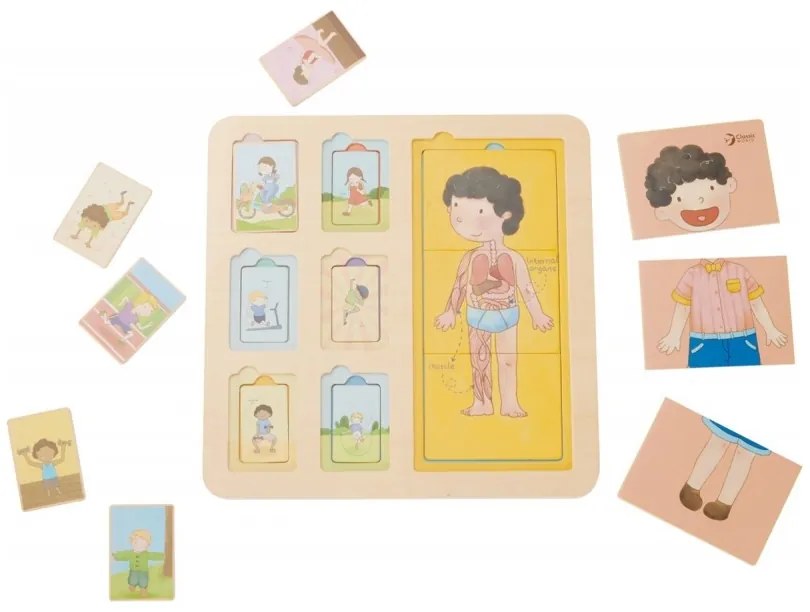 Classic world tablica edukacyjna ciało ludzkie układanka klocki puzzle dla dzieci dopasuj montessori 19 el.