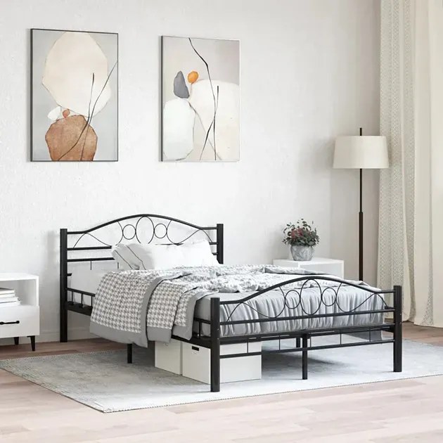 Czarne Metalowe Łóżko 140X200 Cm P1-D00