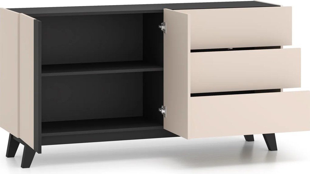 Komoda 160 cm Freshion 03, kaszmir / czarny