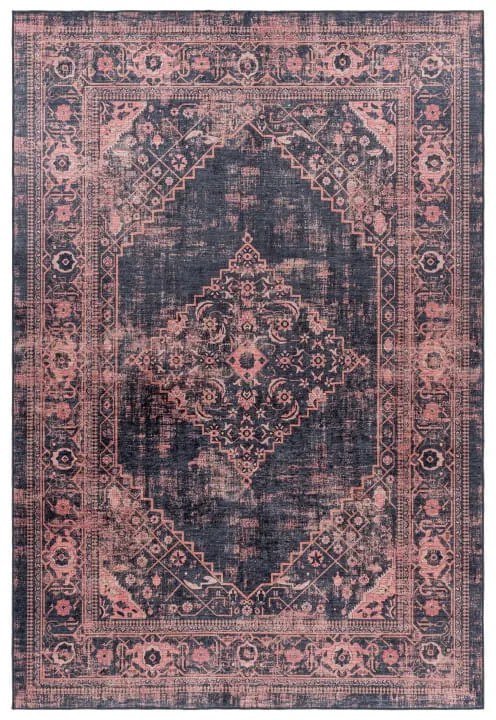 Dywan drukowany antypoślizgowy Fiesta Vintage czerwono-czarny 140 cm x 200 cm