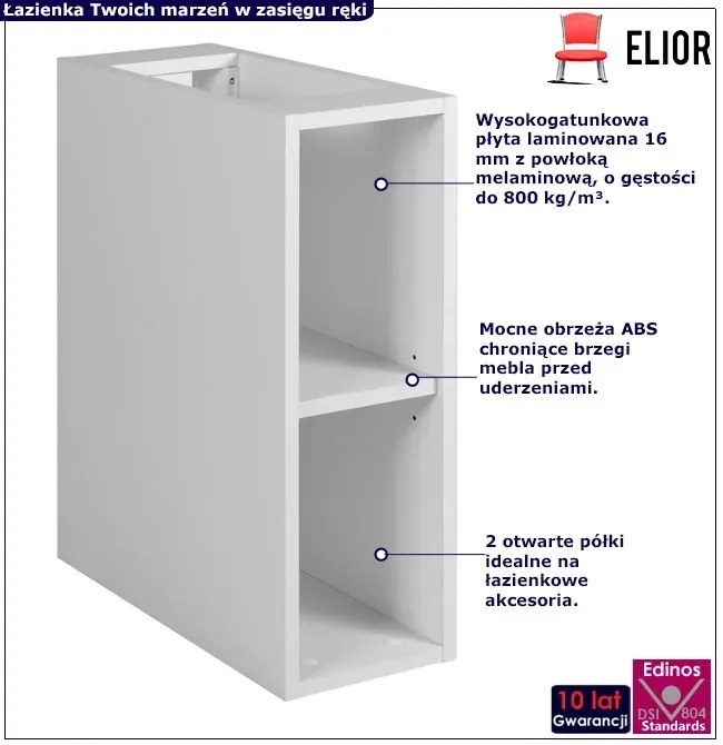Wąski biały regał półka łazinkowa 20 cm C0-E52
