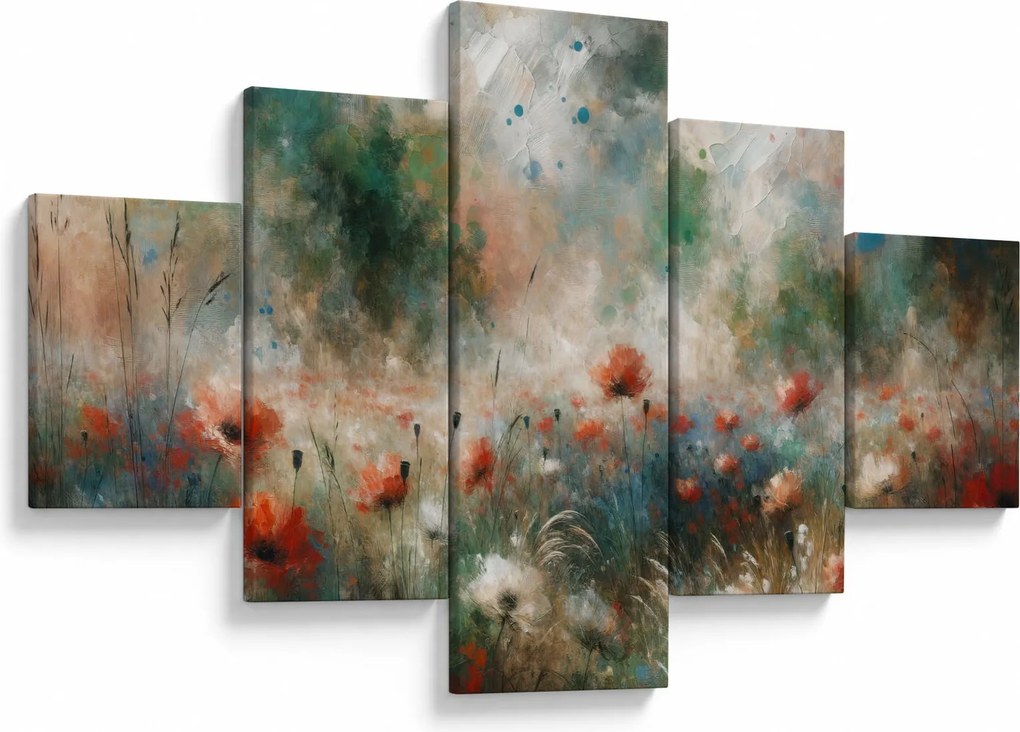 Obraz – Abstrakcja pola z makami (125x70 cm)