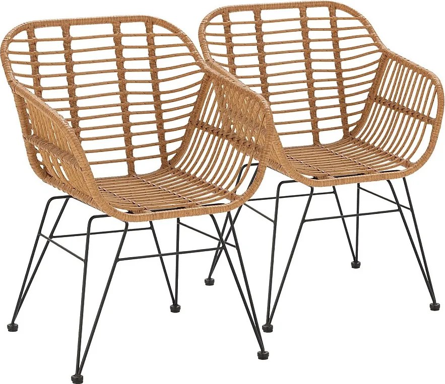 Pakiet dwóch krzeseł do jadalni lub ogrodu Elda Ratan/Czarny