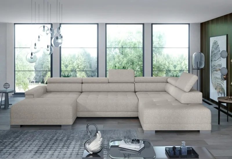 Narożnik CAMPO XL z elektryczną regulacją siedziska Prawostronny w tkaninie MEMPHIS 04 WERSAL