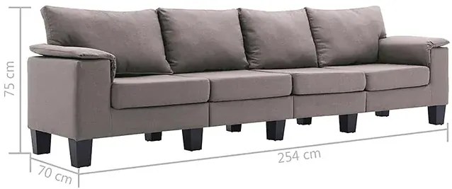 4-osobowa sofa taupe z podłokietnikami - Ezof 4Q