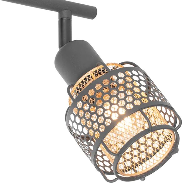 Designerska lampa sufitowa czarna ze złotem 2-światła - Noud