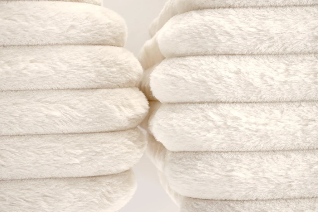 Pufy, zestaw 2 sztuk kremowo/złote FIDO ze schowkiem, plusz