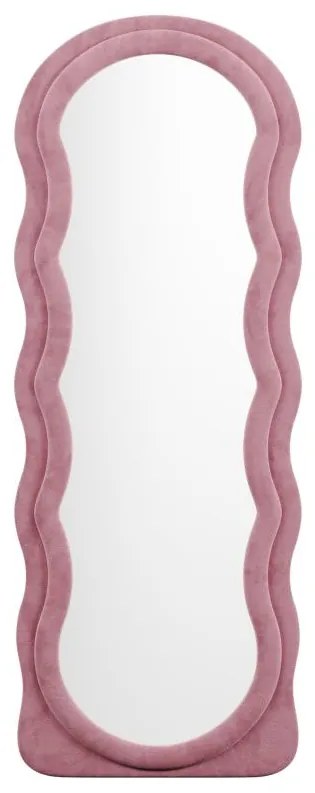 Lustro organiczne z weluru - szer. 65 x wys. 170 cm - Różowy - AYANI