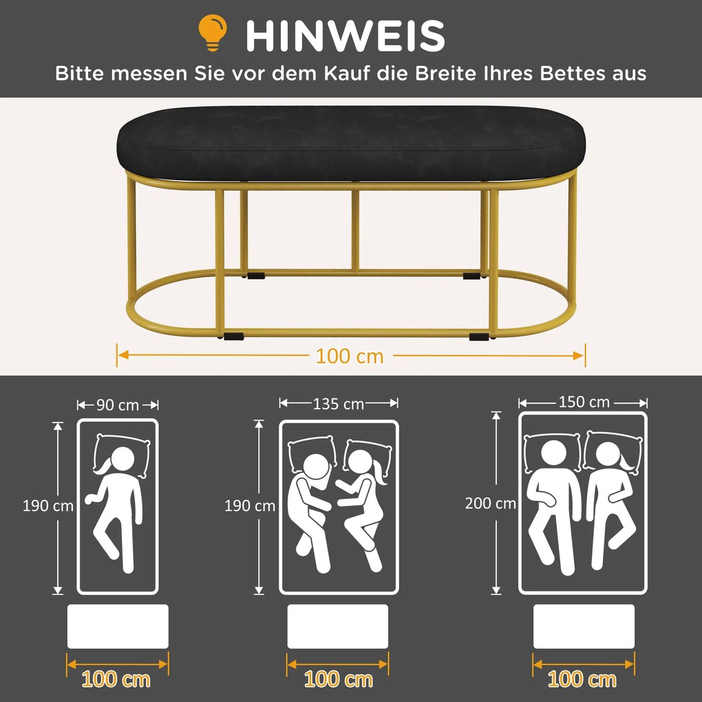 HOMCOM Ławka Aksamitna do Sypialni i Korytarza Elegancka Tapicerka do Makijażu Wysoki Komfort | Aosom PL