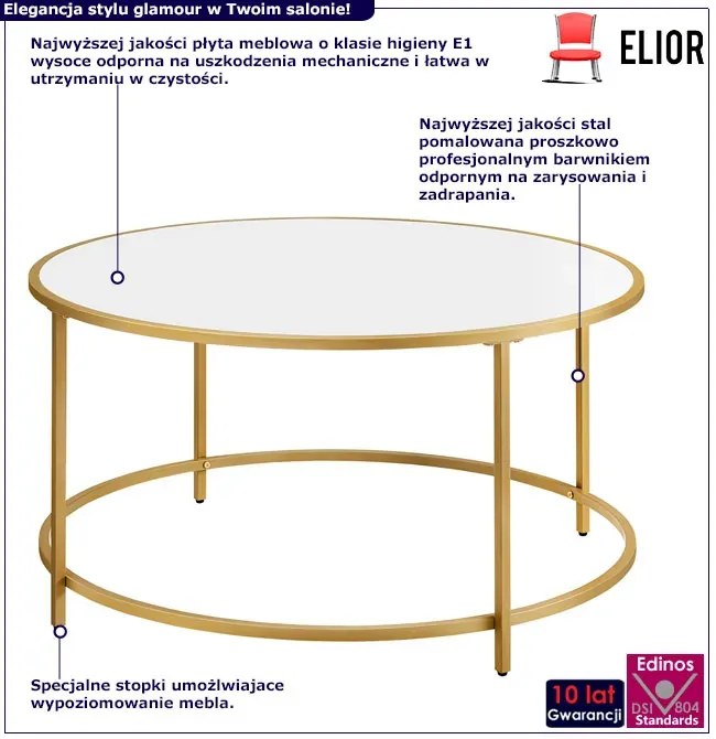 Okrągły stolik kawowy w stylu glamour L7-K46