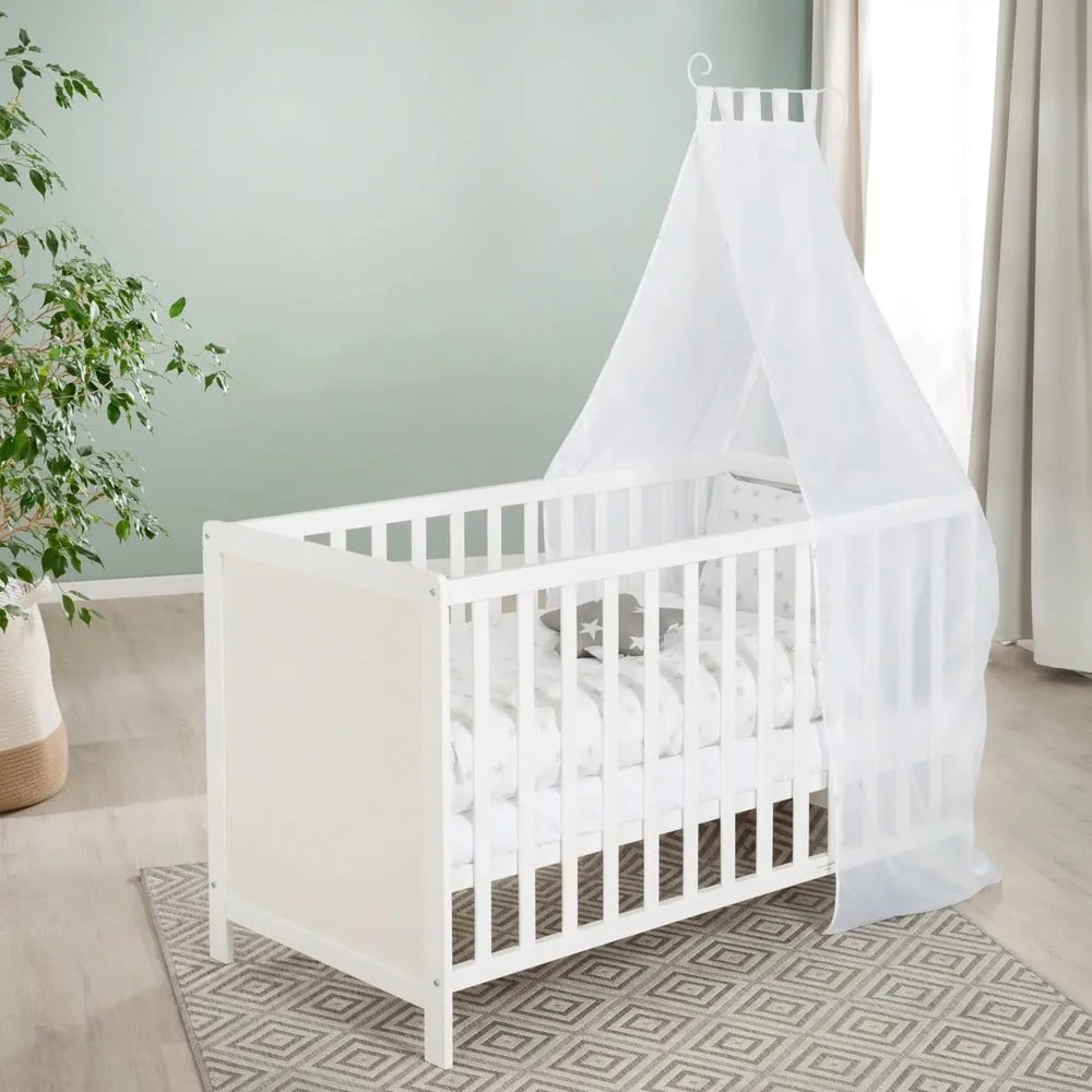 Białe łóżeczko z baldachimem 60x120 cm Stars Gray – Roba