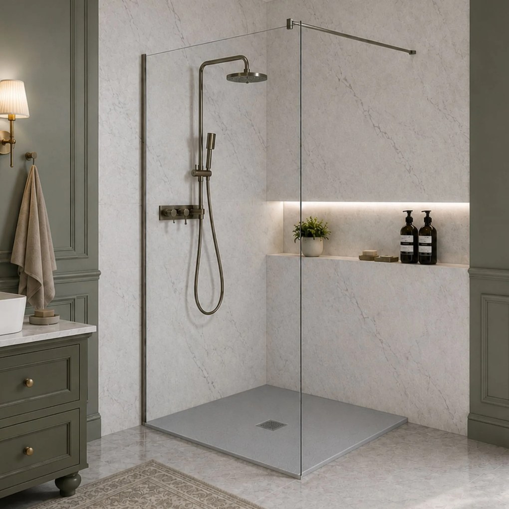 Brodzik z konglomeratu kwadratowy szary 80 x 80 DIAMO Light Grey