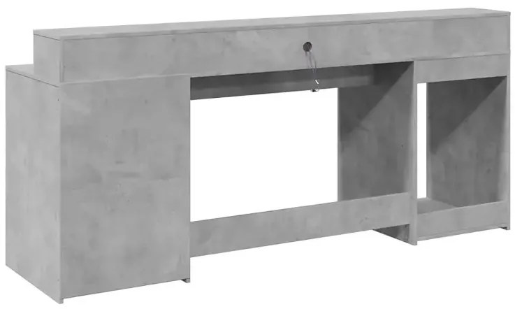 Podświetlane biurko 200 cm betonowa szarość P5-E55